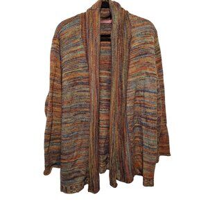 Multicolor Woman Within Open Cardigan Sweater Size 1X 100% Acrylic Lightweight K
